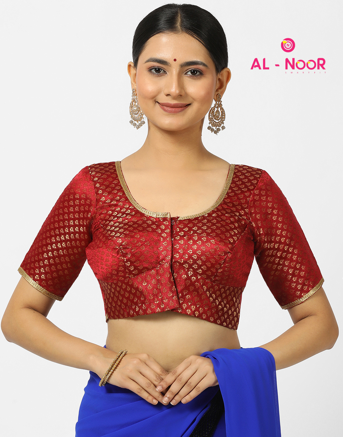Red Jaccard blouse with lace