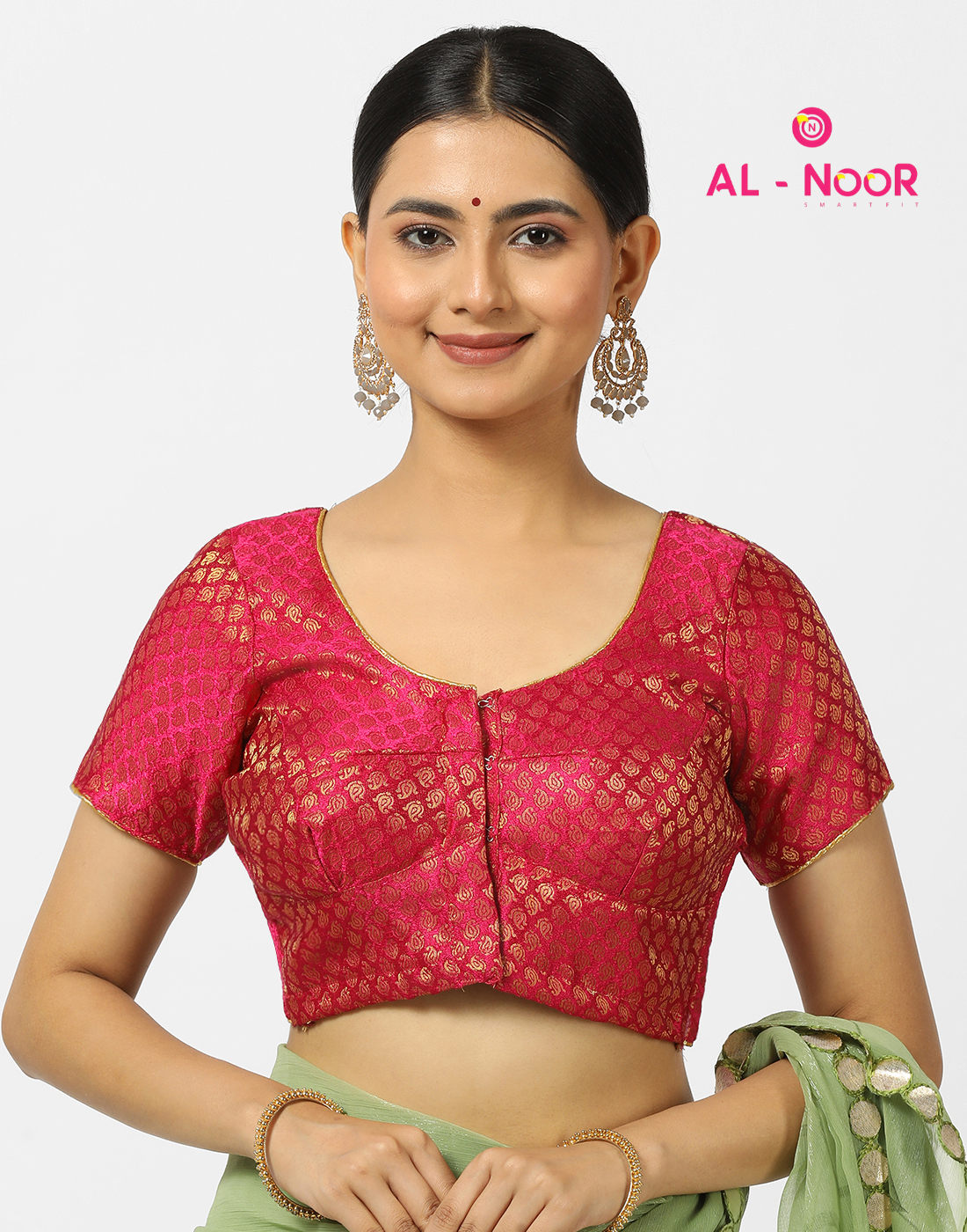 Pink Jaccard Piping blouse
