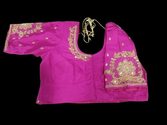 Pink Aari work Blouse